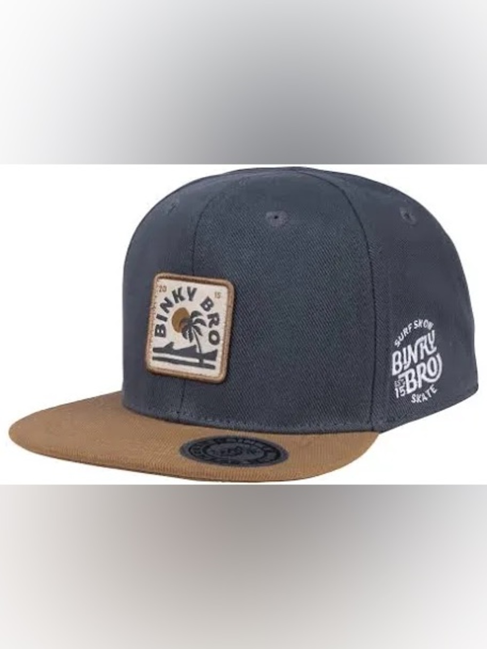 Binky Bro Kids Two-Tone Snapback Hat in Blue and Brown